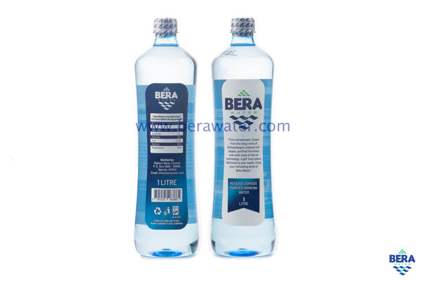 Bera Water 1Ltr Executive bottle of drinking water both sides landscape