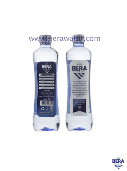 Bera Water 500ml Executive bottle of drinking water both sides portrait